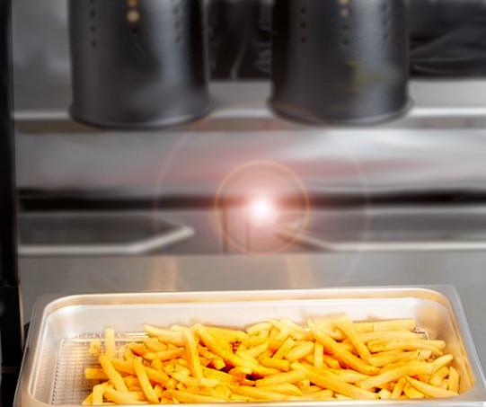 fries under heating lamp